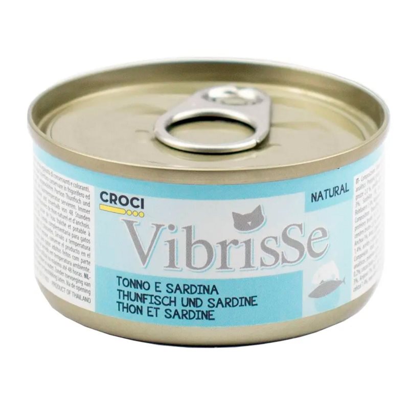 Vibrisse Atum e Sardinha 70g - Lata para Gatos - Alimento húmido natural