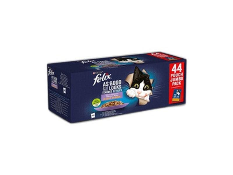Felix Fantastic Seleção de Favoritos em Gelatina para Gatos Jumbo Pack 44x85g