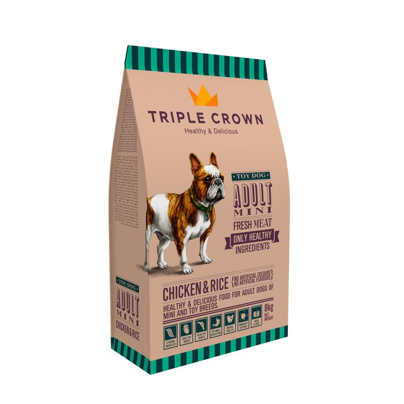 Triple Crown Toy Dog - Ração seca para cão adulto mini - Frango e arroz