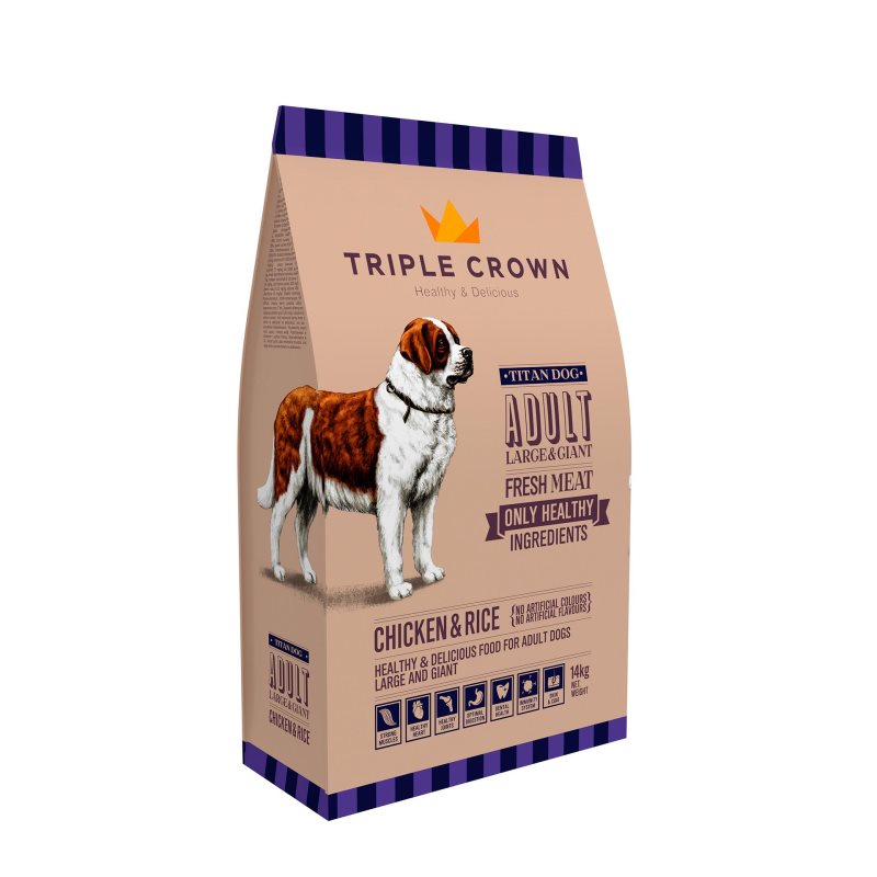 Triple Crown Titan Dog - Ração seca para cão de porte grande - Frango e arroz