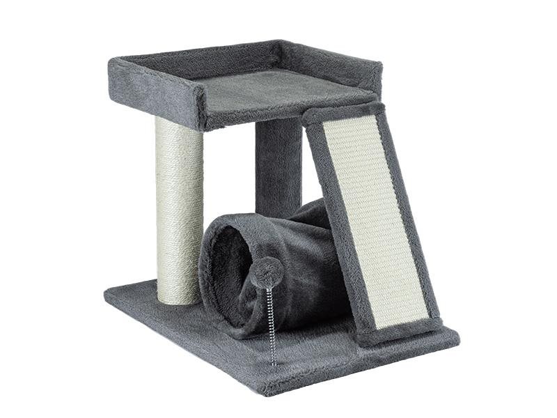 Arranhador Best Quality Rampa com Túnel Cinzento para Gatos