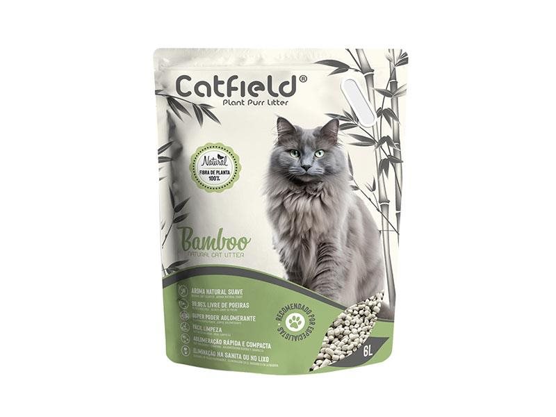 Areia Sanitária Catfield Absorvente Natural Bamboo 6 Litros para Gatos